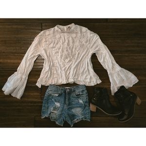 SOLD Free People White Crochet Top M